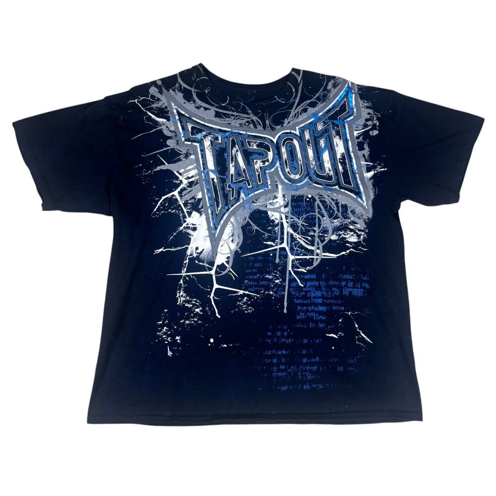 vintage y2k 2000s TAPOUT aop lightning navy blue tshirt XL emo grunge skater mma